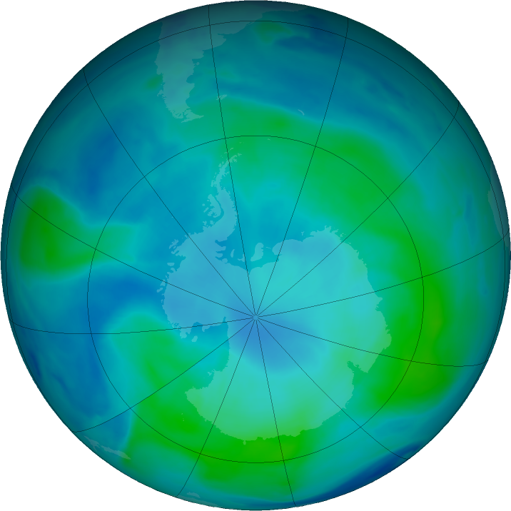 Antarctic ozone map for 19 February 2022